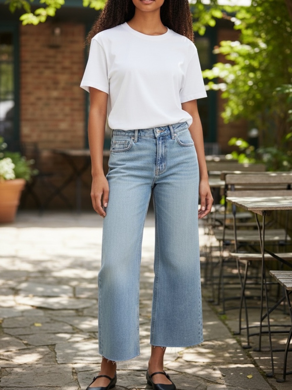Derek Lam Dylan Culotte Light Wash Wide Leg Raw Hem Jeans 27